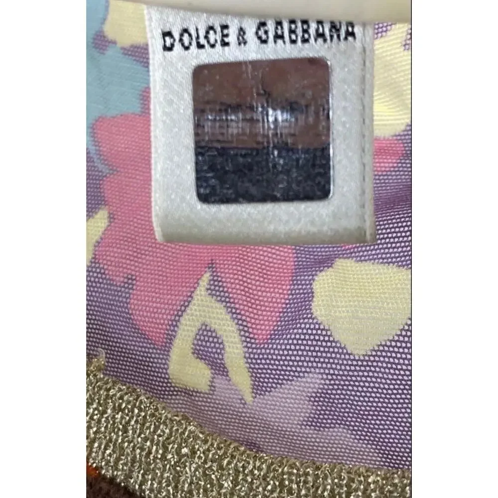 Vintage Y2K D&G Tank Multicolor Geometric Floral Gold Trim Tank Sz. L - Picture 5 of 6